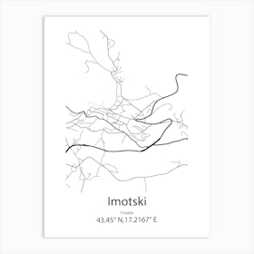 Imotski,Croatia Minimalist Map Art Print