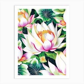 Lotus Flower Repeat Pattern Decoupage 3 Art Print