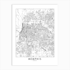 Memphis White Map Art Print