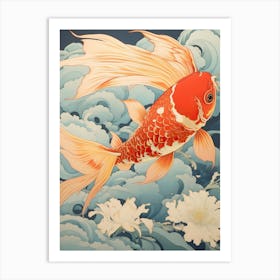 Goldfish Animal Drawing In The Style Of Ukiyo E 3 Art Print