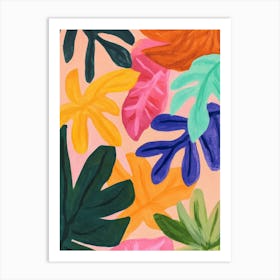 Tropical Leaves Gouache Painting Art Print