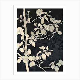 Great Japan Hokusai Monochrome Flowers 1310 Art Print