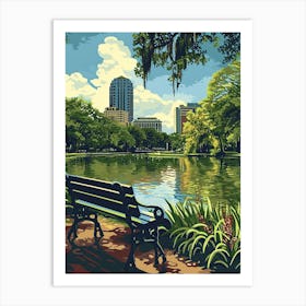 City Park Retro Pop Art 3 Art Print