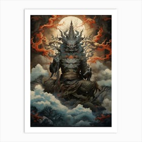 Raijin Thunder God Japanese Style 4 Art Print