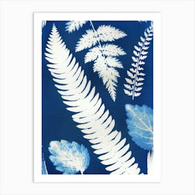 Botanical Leaf Cyanotype Blue Art Print