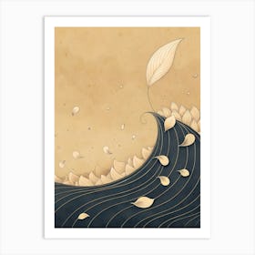 Wave And Leaves Art Print