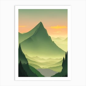 Misty Mountains Vertical Composition In Green Tone 64 Art Print