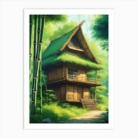 Bamboo House In The Forest Art Print