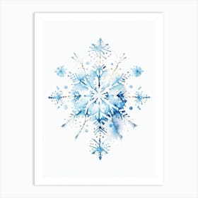 Symmetry, Snowflakes, Minimalist Watercolour 4 Art Print