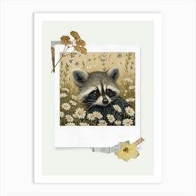 Scrapbook Baby Raccoon Fairycore Painting 4 Art Print