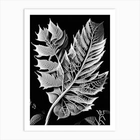 Sweet Birch Leaf Linocut 3 Art Print