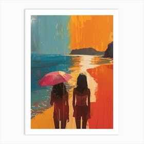 Two Girls On The Beach Art Print