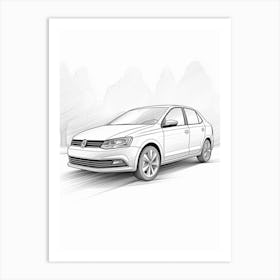 Volkswagen Golf Line Drawing 31 Art Print