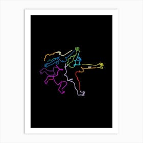 Two Women Running In Colors Art Print