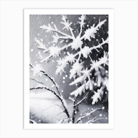 Frost, Snowflakes, Black & White 2 Art Print