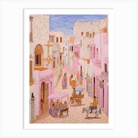 Sousse Tunisia 3 Vintage Pink Travel Illustration Art Print