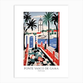 Ponte Vasco De Gama, Portugal, Colourful 3 Travel Poster Art Print