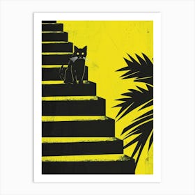 Cat On Stairs 1 Art Print