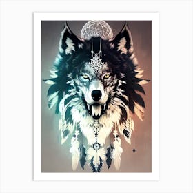 Dreamcatcher Wolf 7 Art Print
