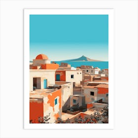 Abstract Illustration Of Spiaggia Di Tuerredda Sardinia Italy Orange Hues 2 Art Print