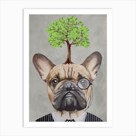 French Bulldog With Tree Art Print