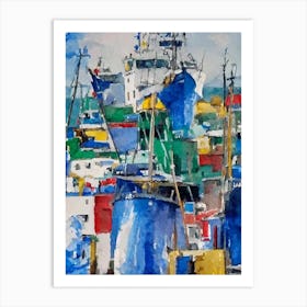 Port Of Kingston Jamaica Abstract Block 1 harbour Art Print