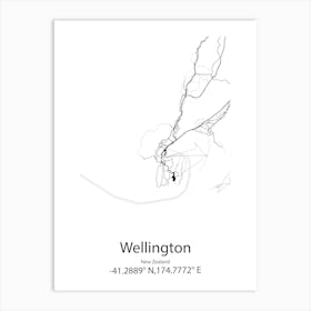 Wellington ,New Zealand Minimalist Map Art Print