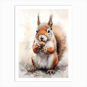 Squirrel With Nut Drawing Art Print