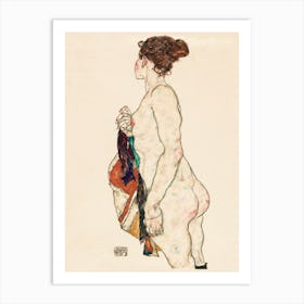 Standing Nude Woman With A Patterned Robe (1917), Egon Schiele Art Print