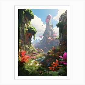 A Lush Forest Filled With Vibrant Colours Art Print