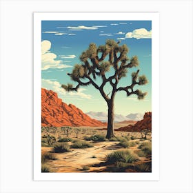  Retro Illustration Of A Joshua Trees In Mojave Desert 4 Art Print