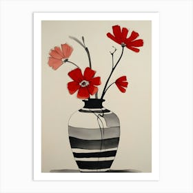 Red Flowers In A Vase 1 Art Print