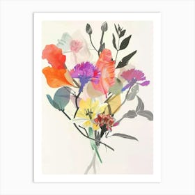 Celosia 2 Collage Flower Bouquet Art Print