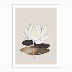 Blooming Lotus Flower In Pond Retro Minimal 1 Art Print