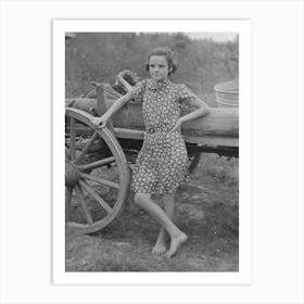 Farm Girl Leaning On Wagon, Near Morganza, Louisiana By Russell Lee Art Print