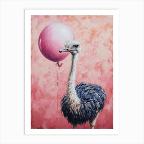 Cute Ostrich 1 With Balloon Art Print