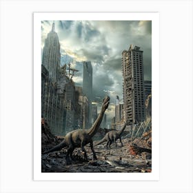 Dinosaurs In The City Art Print