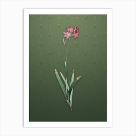 Vintage Corn Lily Botanical on Lunar Green Pattern Art Print