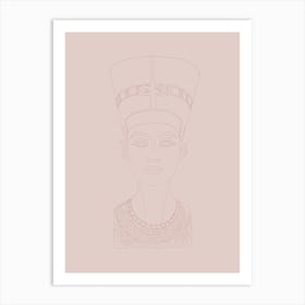 Bust of Nefertiti Line Drawing - Neutral Art Print