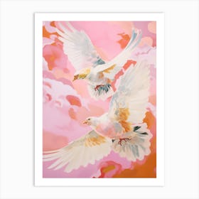 Pink Ethereal Bird Painting Lark 1 Art Print