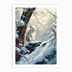 Winter Weasel 1 Illustration Art Print