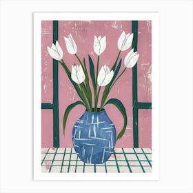 Tulips In A Blue Vase 3 Art Print