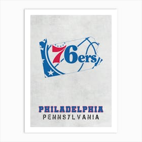 Philadelphia 76ers Philadelphia Pennsylvania State Map Art Print