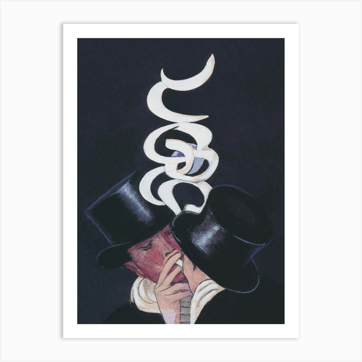 Men in Top Hats Smoking, Vintage Gay Art Art Print by Vibrant Vintage