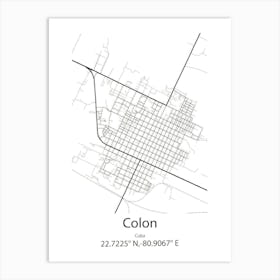 Colon,Cuba Minimalist Map Art Print