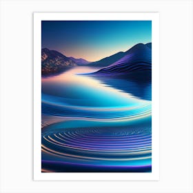 Ripples In Ocean, Landscapes, Waterscape Holographic 1 Art Print