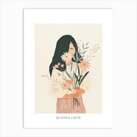 Bloom And Grow Spring Girl With Wild Flowers 9 Art Print