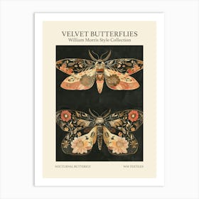 Velvet Butterflies Collection Nocturnal Butterfly William Morris Style 8 Art Print