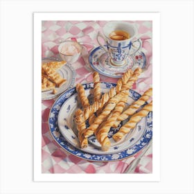 Pink Breakfast Food Cheese Straws 2 Art Print