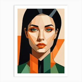Geometric Woman Portrait Pop Art (17) Art Print